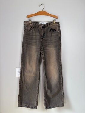 Bershka Washed Wide Leg Baggy Jeans